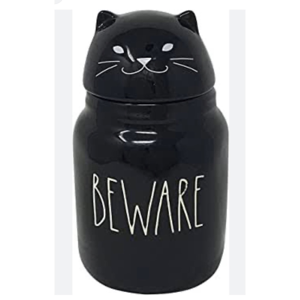Rae Dunn Halloween Beware Black Cat Canister